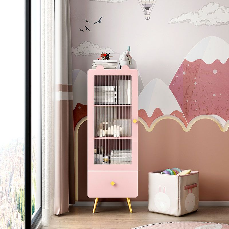 14" D Wooden Bookshelf Modern Closed Storage Bookcase with Drawer and Door