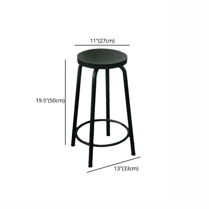 Modern Style Iron Bar Stool with Footrest Coffee Shop Casual Round Bar Stool