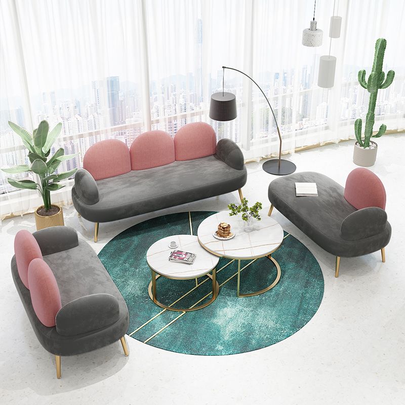 Contemporary Round Arm Sofa Tight BackCamel Back Standard Sofa