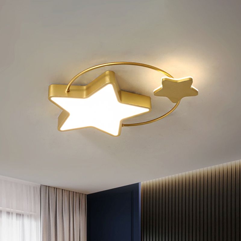 Star Metallic Flush Light Fixture Modern LED Gold Ceiling Flush Mount for Sleeping Room