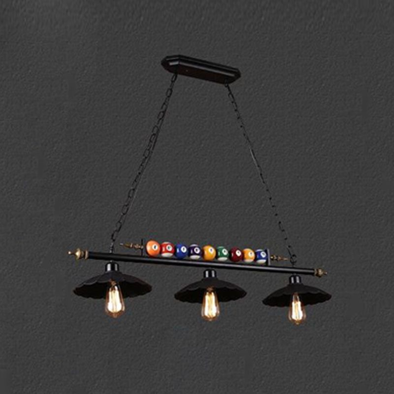 Luces de araña de araña de isla ligera de isla de estilo industrial en negro para restaurante