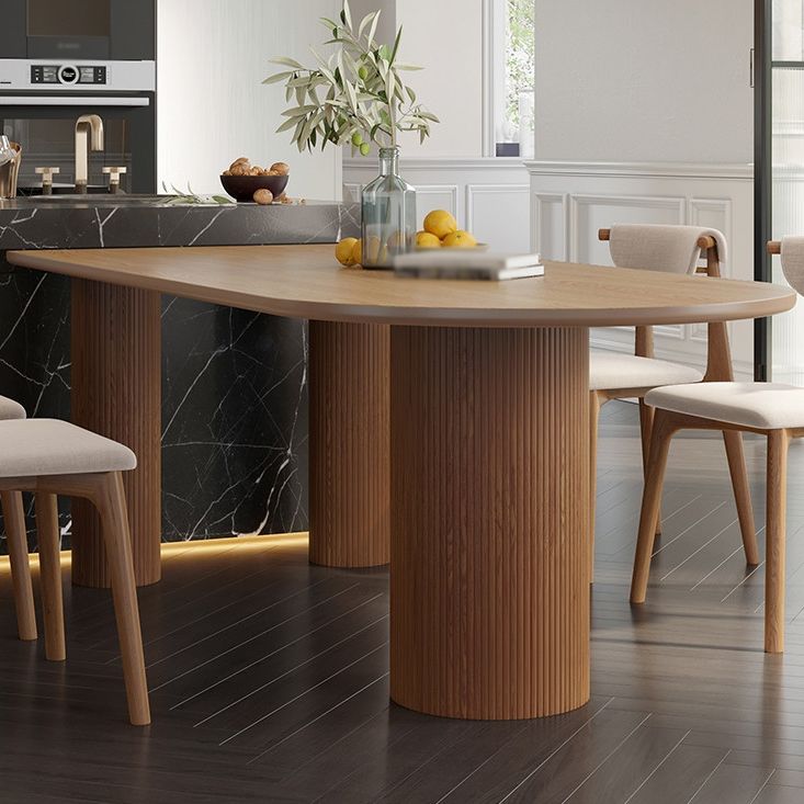 Moderne stijl eettafel massief houten eettafel met 3 poten voor keuken