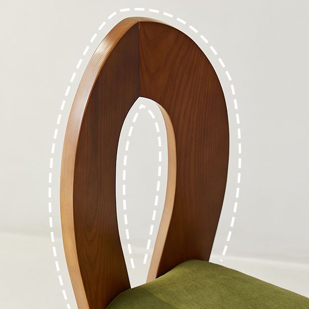 Modern Side Chair Velvet Wooden Base Dining Chair for Living Room