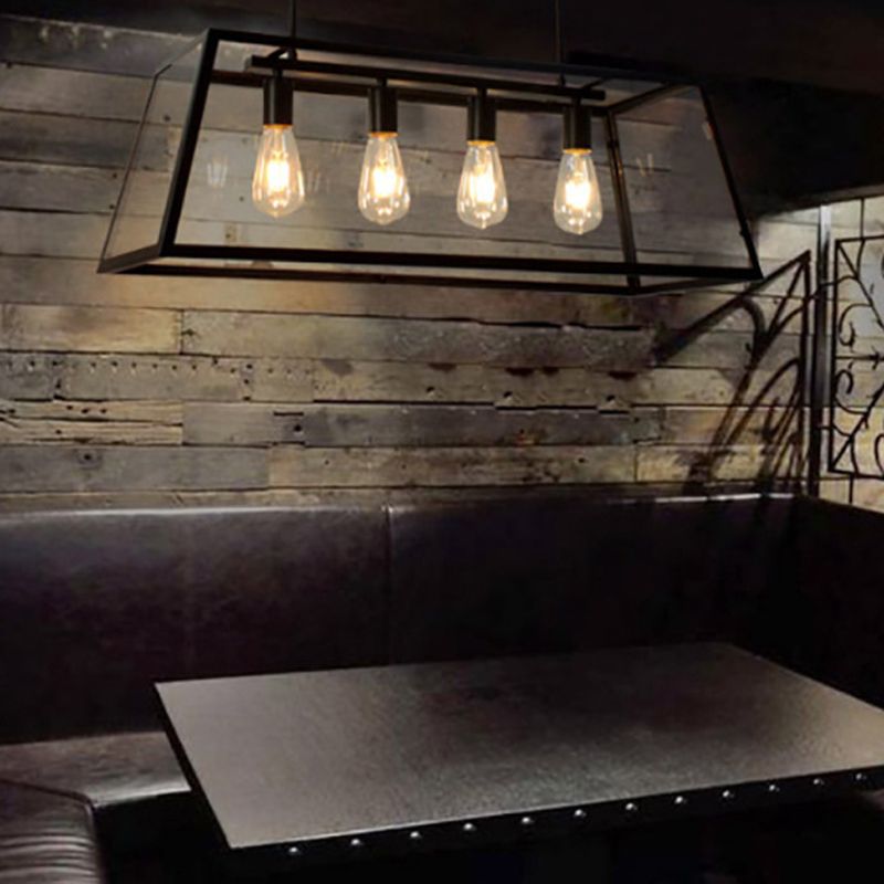 Industrial Trapezoid Island Lighting Metal Multiple-Light Island Pendant