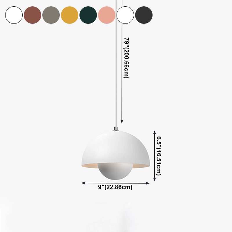 Lampe de suspension hémisphérique de fer à pendentif en fer à pendentif macaron nordique moderne pour espaces intérieurs