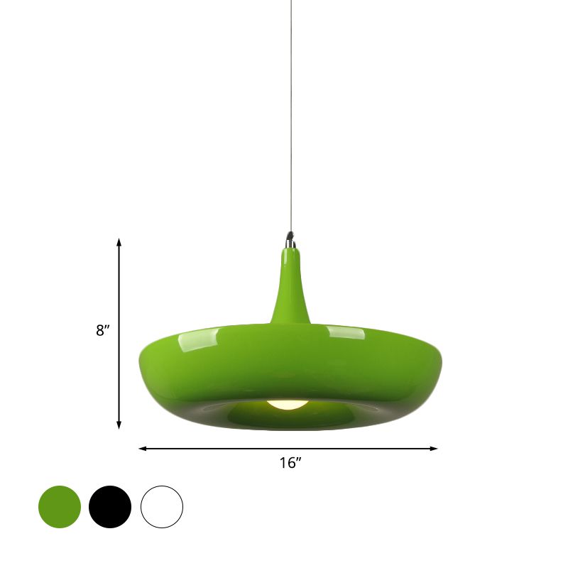 Aluminium Bowl Pendant Ceiling Light Industrial 1 Bulb Restaurant Plant Hanging Lamp in Black/White/Green