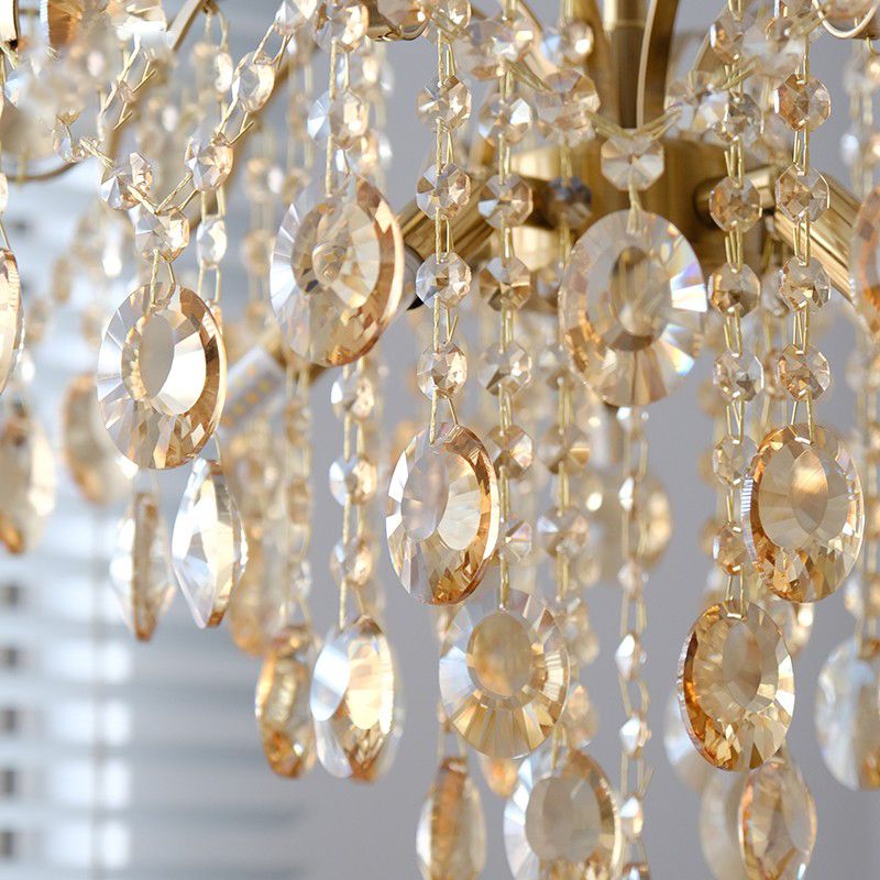 American Style Branch Chandelier Crystal 6 Lights Hanging Light for Bedroom