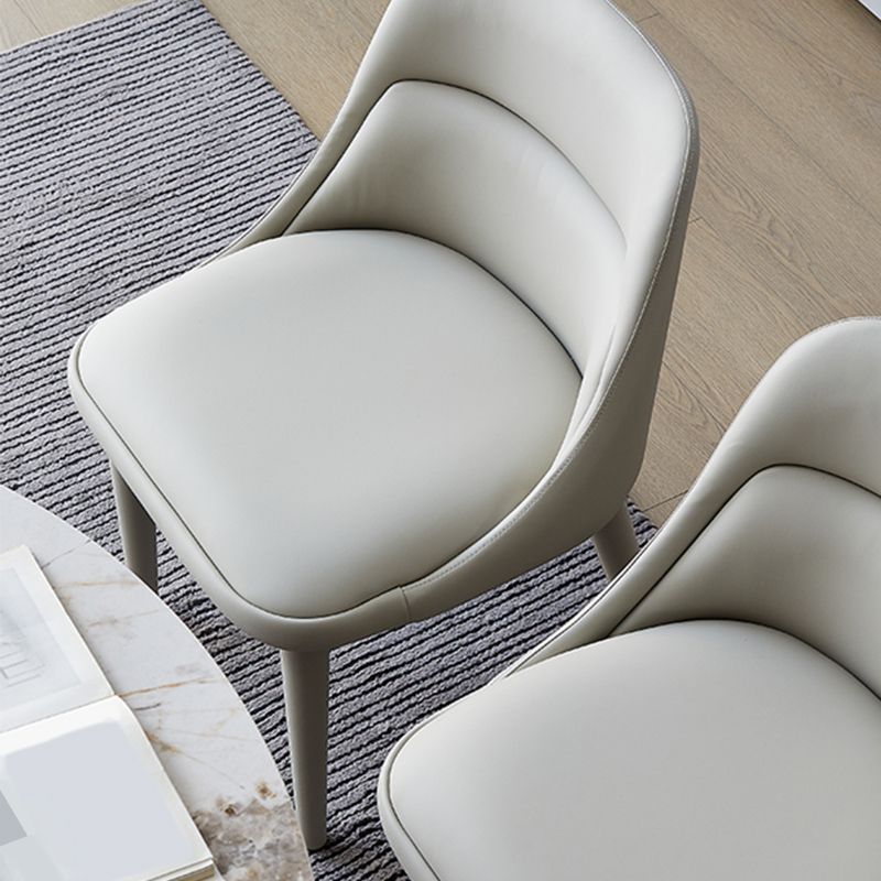 Modern Arm Chair Faux Leather Solid Back Dining Room Chair for Home