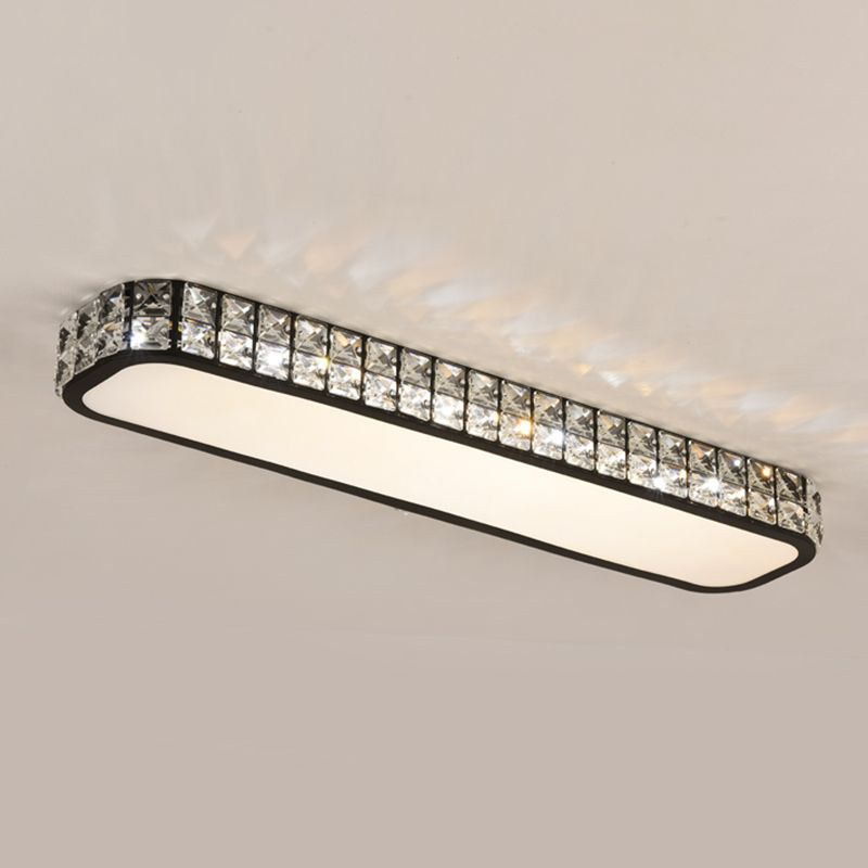 Rounded Rectangle Corridor Flush Light Crystal Artistic LED Flush Ceiling Light Fixture