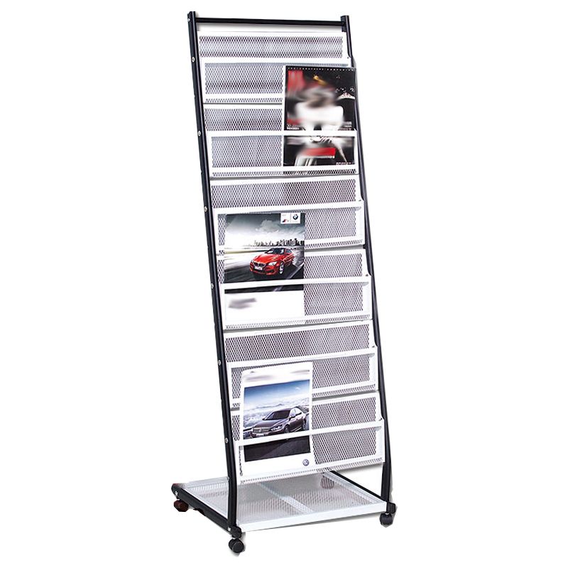 Contemporary Vertical Metal Bookshelf Closed Back Bookcase with Shelves