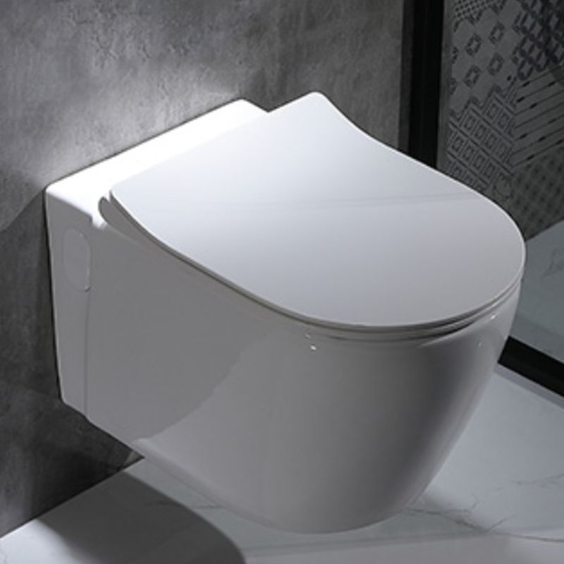 Modern Wall Mounted Flush Toilet White Toilet Bowl with Seat for Washroom