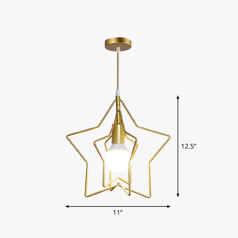 Metal Wire Cage Hanging Lamp Nordic Style Single Dining Room Ceiling Pendant Light in Gold