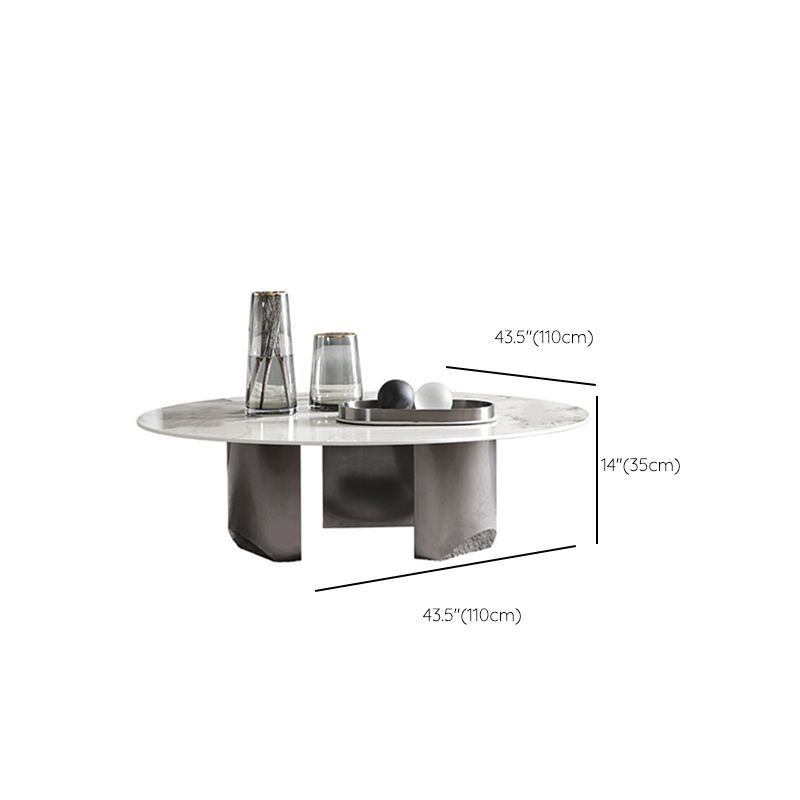 Glam Round Slate Cocktail Table Stainless Steel 3 Legs Coffee Table