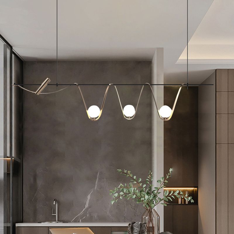Contemporary Style Spherical Hanging Pendant Lights Glass 4- Light Pendant Light Fixtures