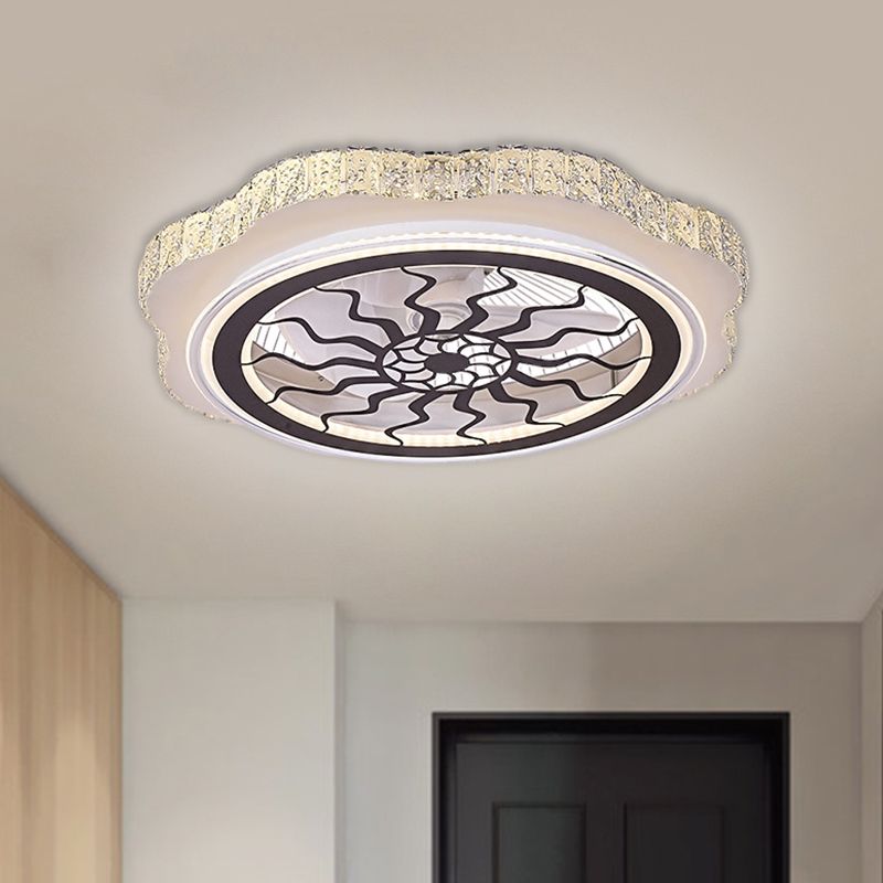 Sonnenblumen/Pflaumenblüten/Sternmuster Hanging Lüfter Licht moderne rechteckige Kristalle 23,5 "W LED White Semi-Flush Mount