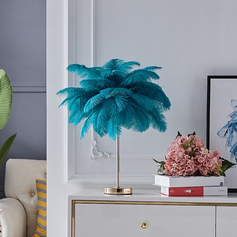 Coconut Tree Shaped Night Light Decorative Feather 1 Head Living Room Accent Table Lamp