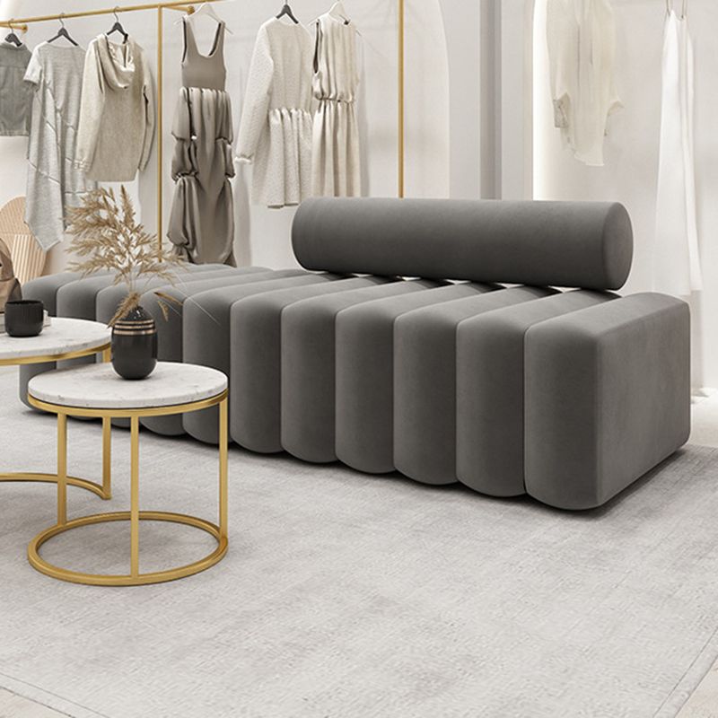 Gray Modern Velvet Sofa 16.92" High Armless 3/4/5-seater Sofa