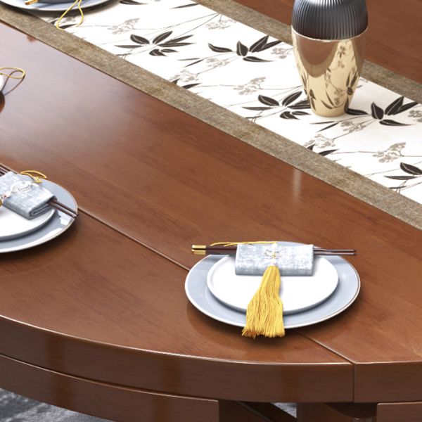 Minimalist Solid Wood Round Table Standard Extendable Dining Table with 4 Legs Base