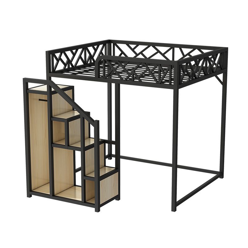 Metal Loft Bed with Staircase Scandinavian Kids Bed with Shelves