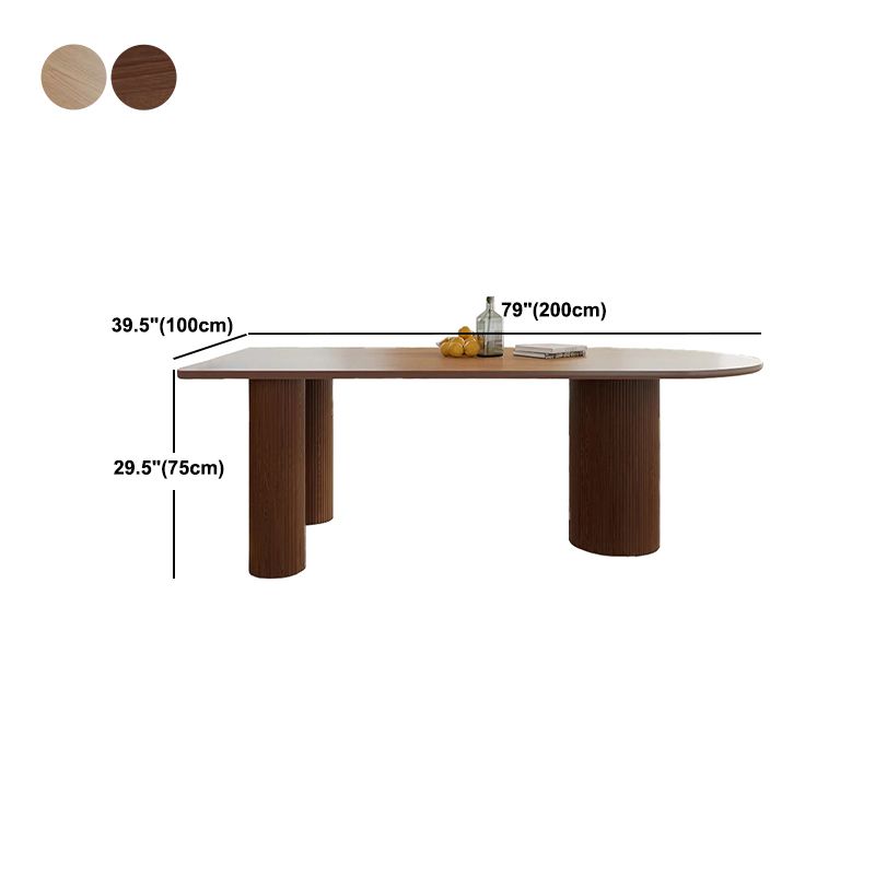 Modern Simple Solid Wood Table for Restaurant Oval Table with Three Pedestal
