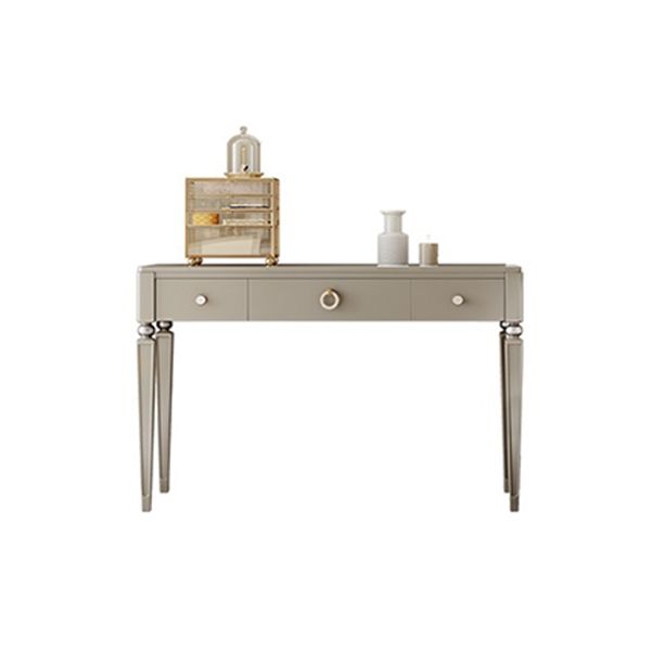 Gray Solid Wood 3-Drawer Makeup Vanity Desk Table with Stool Set