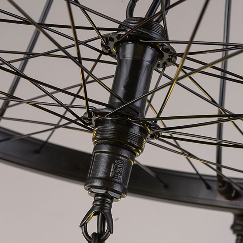 2 Tiers Star Chandelier Lamp Vintage Stained Glass Ceiling Light Fixture in Black Finish