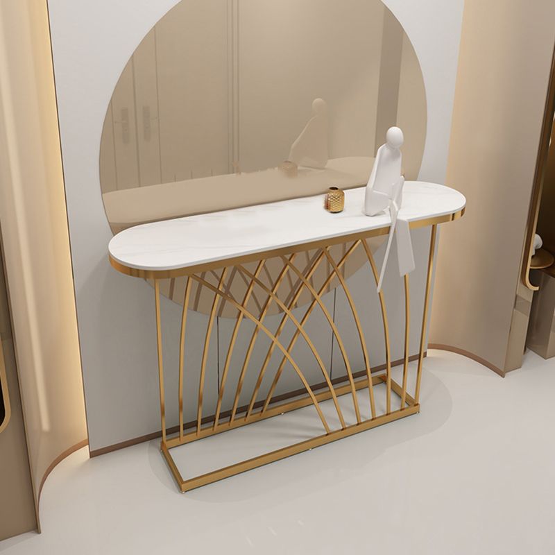 31.5-inch Tall Oval Console Table 1-shelf Stone Accent Table