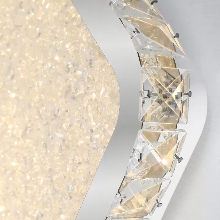 Modern LED Flush Mount Lamp Chrome Rettangolare Flush Mount Soffitto Light con Crystal Shade