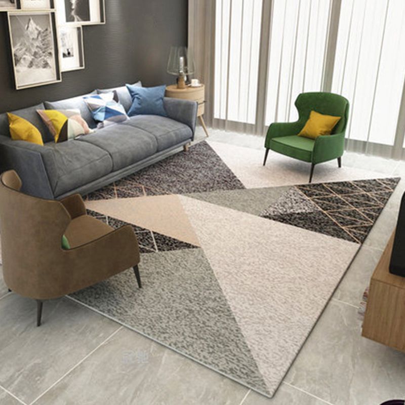 Nordic Living Room Rug Multicolor Geometric Print Area Carpet Synthetics Pet Friendly Easy Care Rug