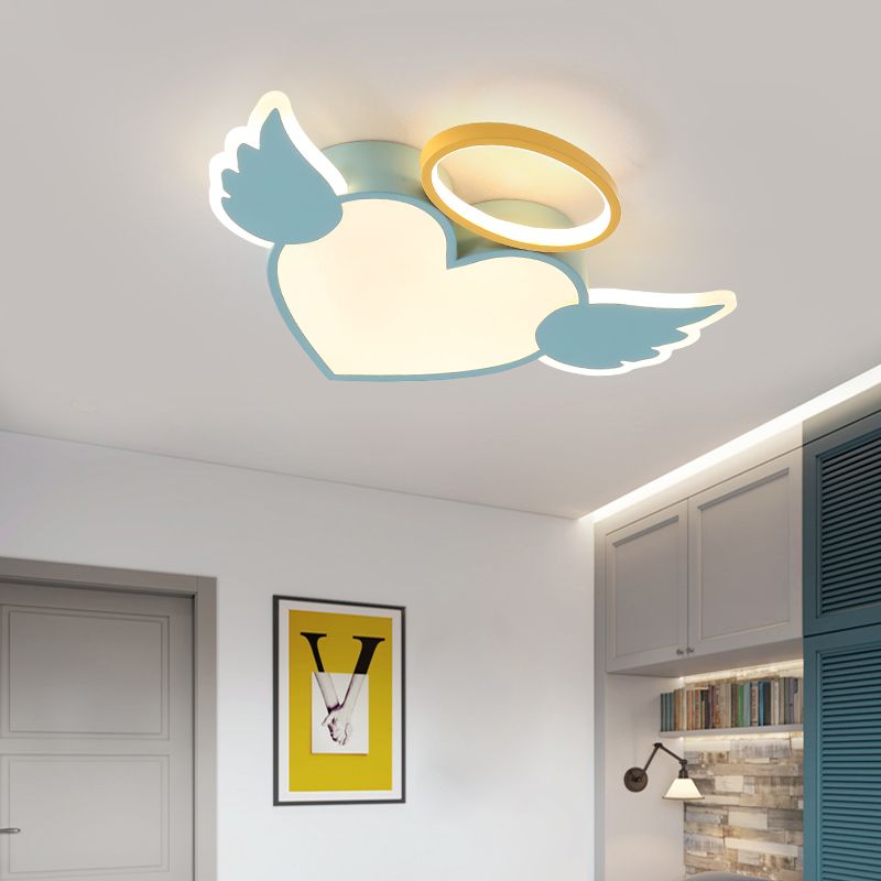 Kids Heart Flush Mount Metal Nordic Ceiling Light Fixture for Children's Room