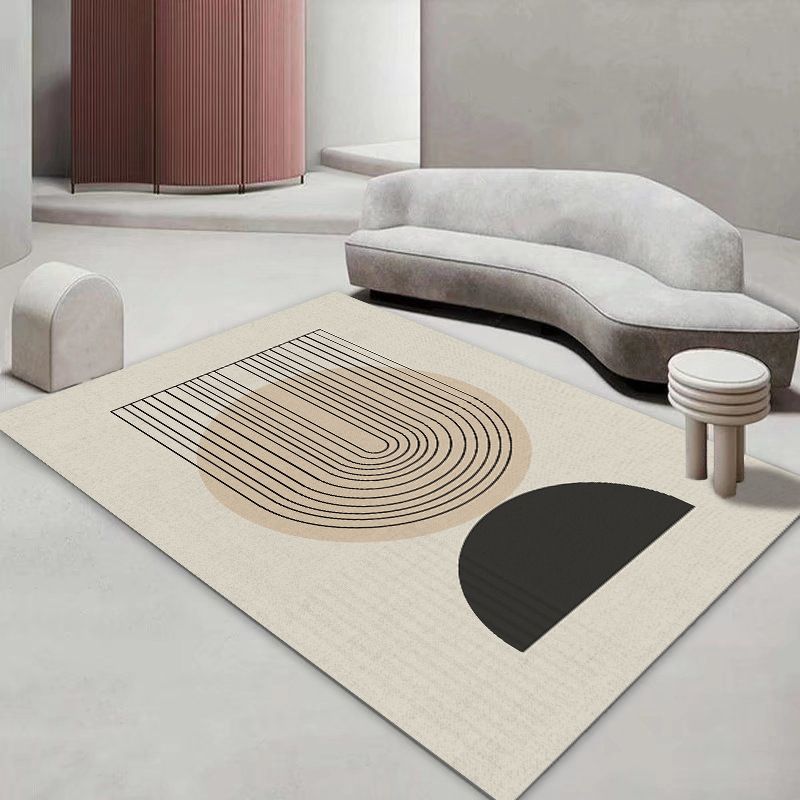 Light Blue Modern Rug Polyester Line Rug Washable Rug for Home Decor