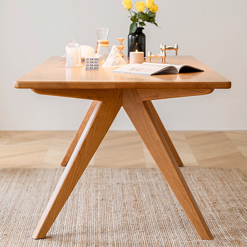 Rectangle 4 Legs Table Natural Solid Wood Dining Table for Restaurant Kitchen Dining Room