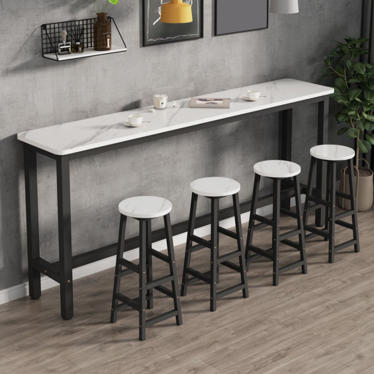 Modern Rectangle Wood Counter Table 2/3/4/5 Pieces Bar Table Set for Cafe