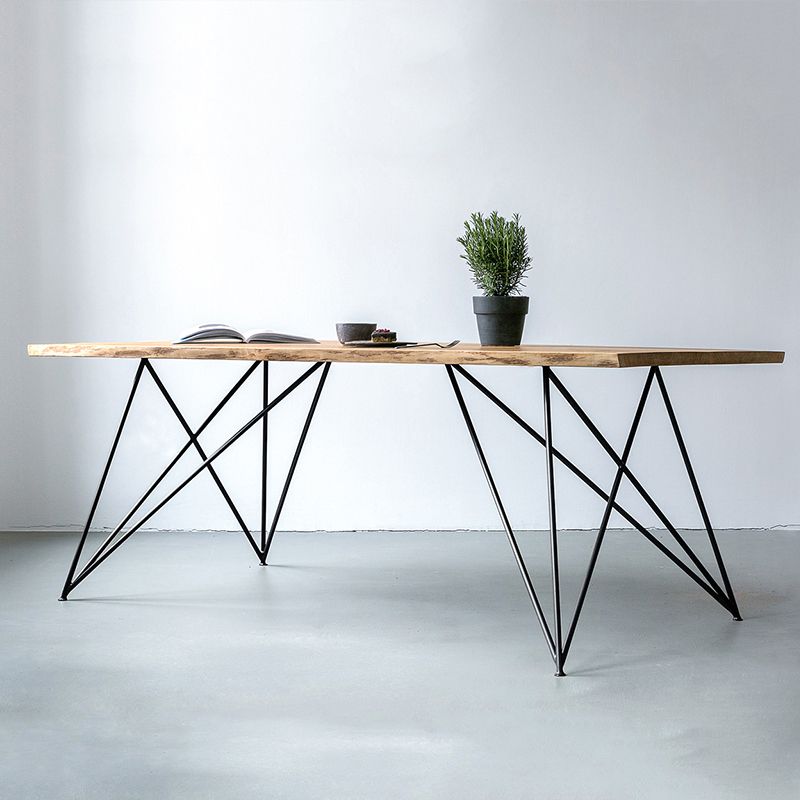 Rectangle Shape Luxury Dining Table Solid Wood Fixed Table for Restaurant