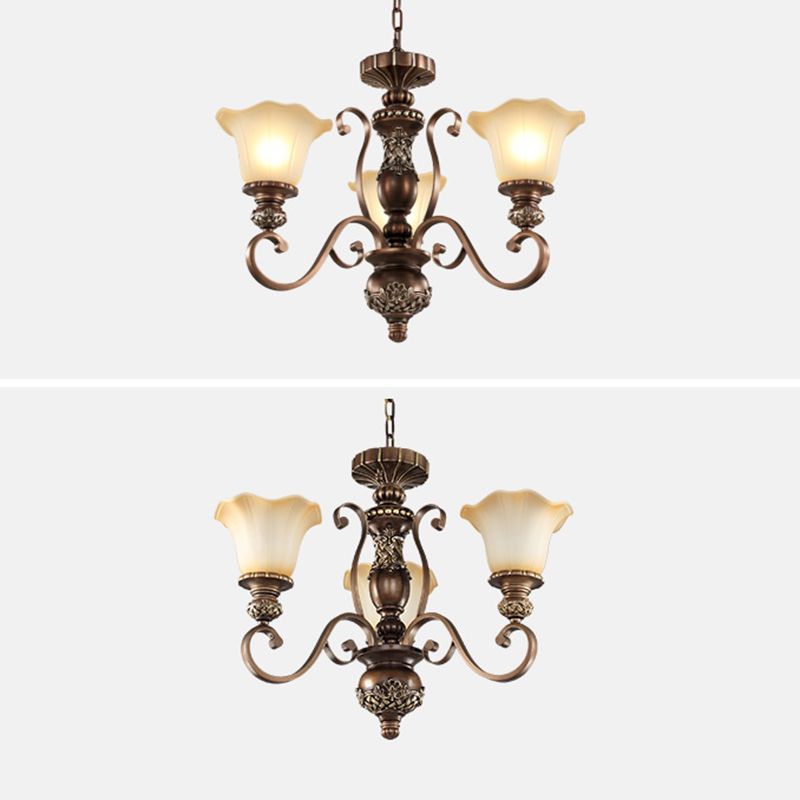 Bell Frosted Glass Chandelier Pendant Light Vintage Living Room Suspended Lighting Fixture