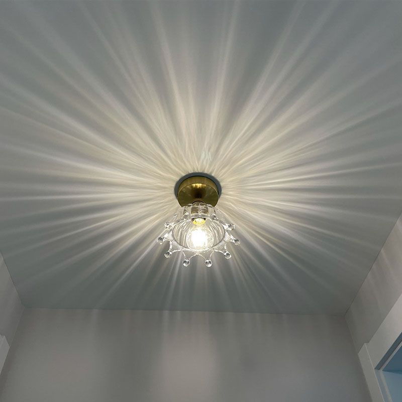 Glass Shaded Ceiling Mounted Fixture Minimalist Style Gold Ceiling Flush Mount for Aisle