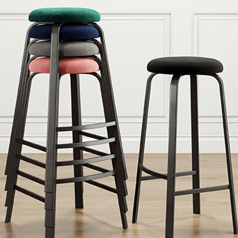 Modern Stackable Footrest Barstool Matte Finish Upholstered Home Stool
