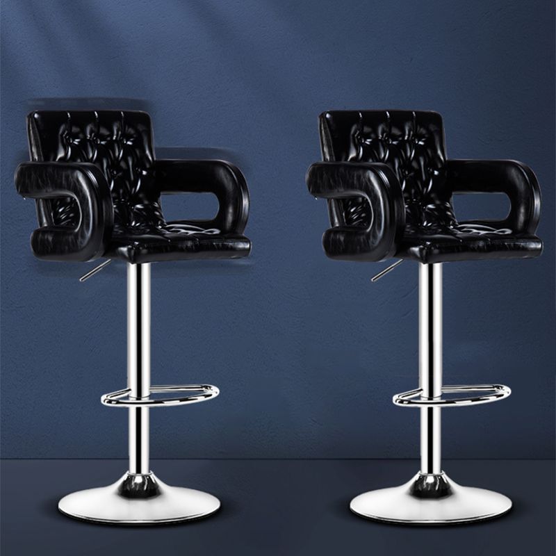 Modern Armed PU Upholstery Bar Stool Adjustable Swivel Backrest Counter Chair