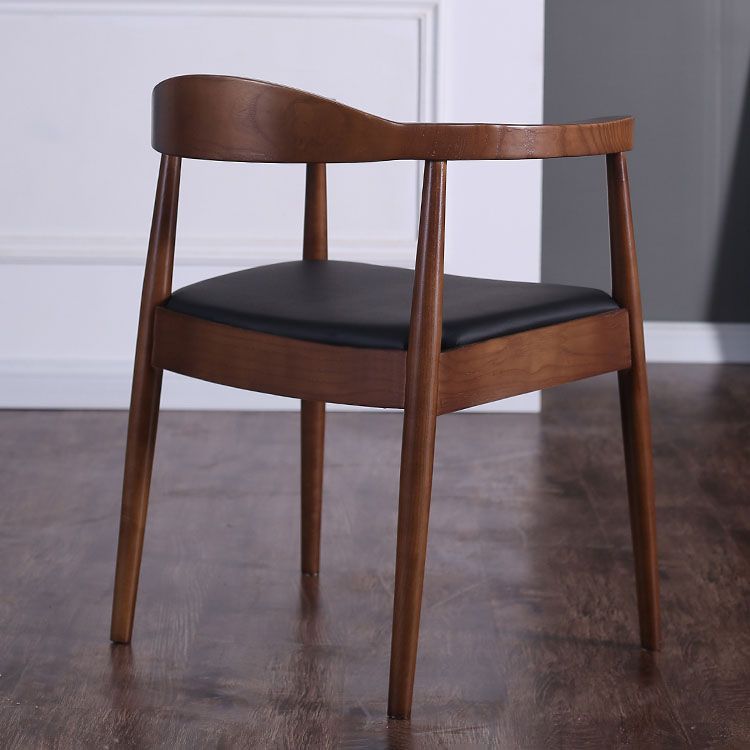 Contemporary Home Wood Arm Chair Matte Finish Open Back Dining Chair