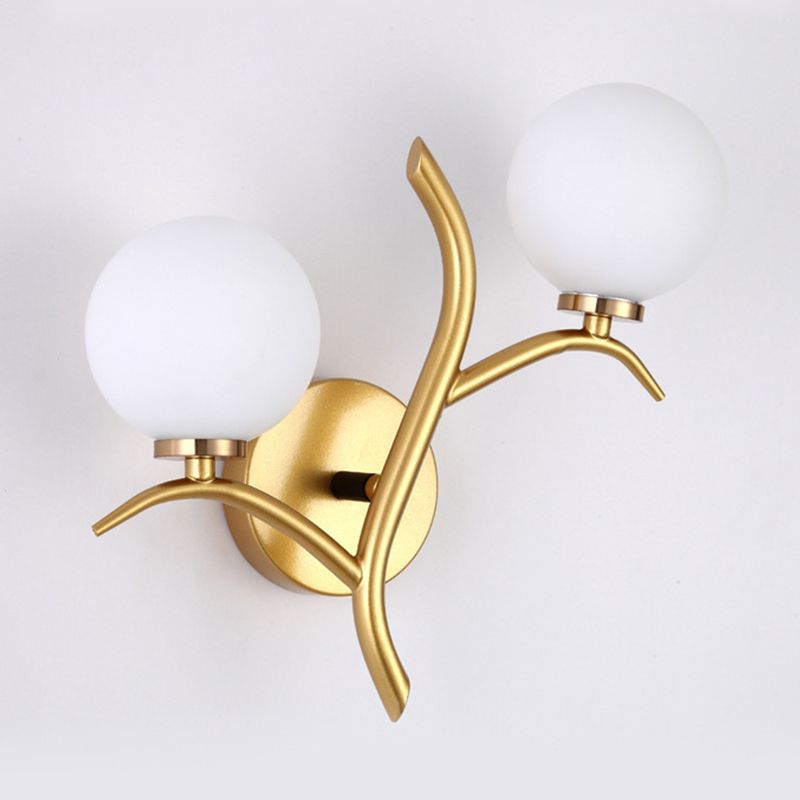 Modern Style Globe Wall Light Glass 2 Light Sconces for Bedroom