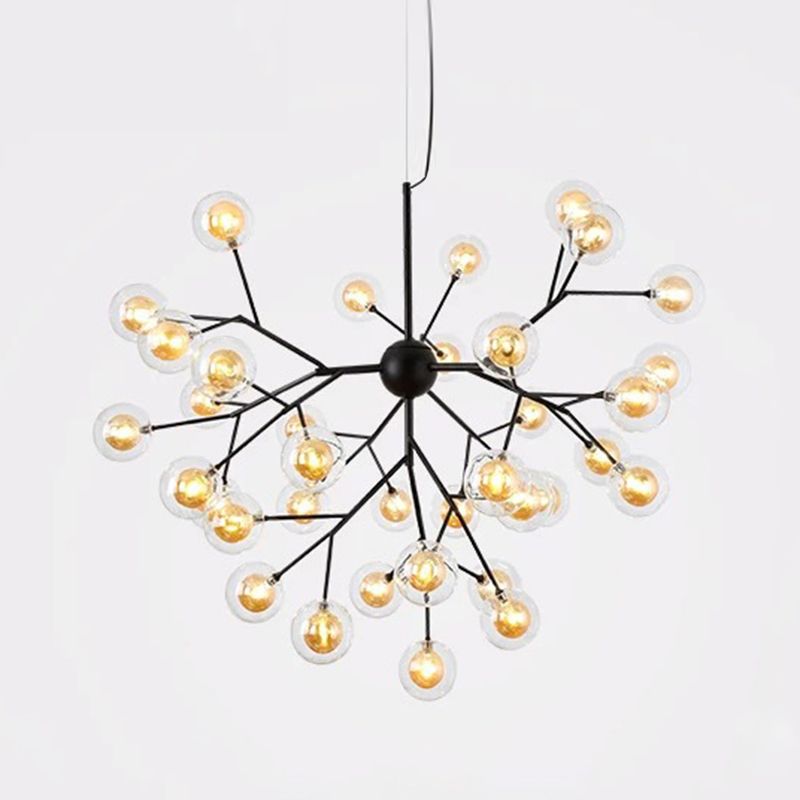 Clear Glass Firefly LED Suspension Light Nordic Style Chandelier Lighting for Living Room