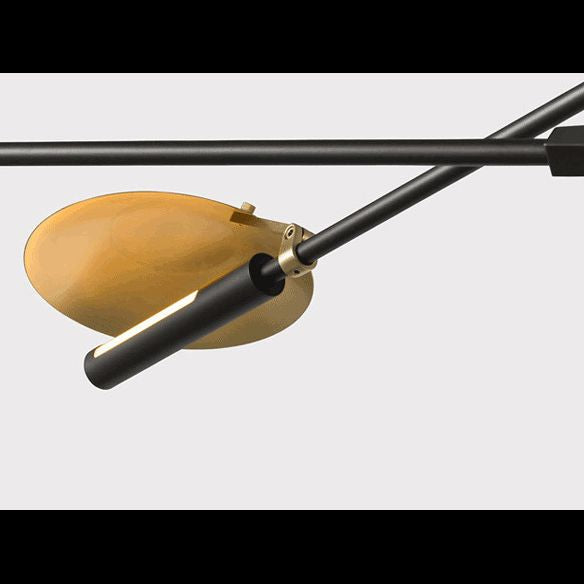 Black and Gold Spoutnik Chandelier Postmodern 8-Light Metal Hanging Light avec une teinte ronde