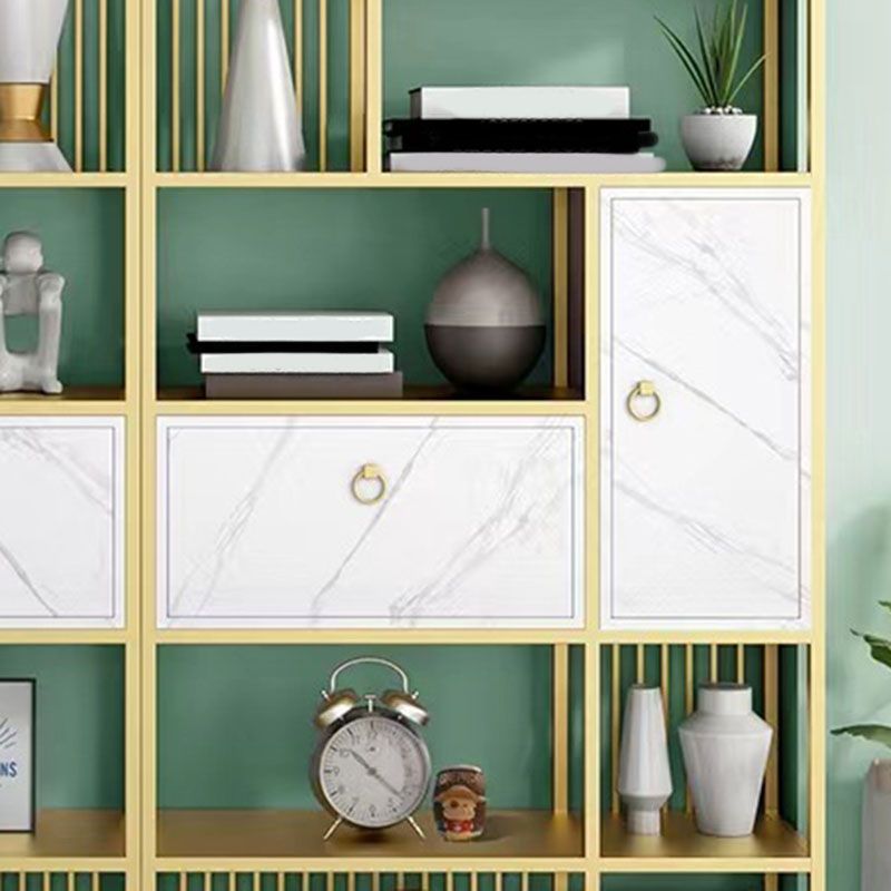 Modern Metal Shelf Bookcase Open Home Bookshelf with Cabinets