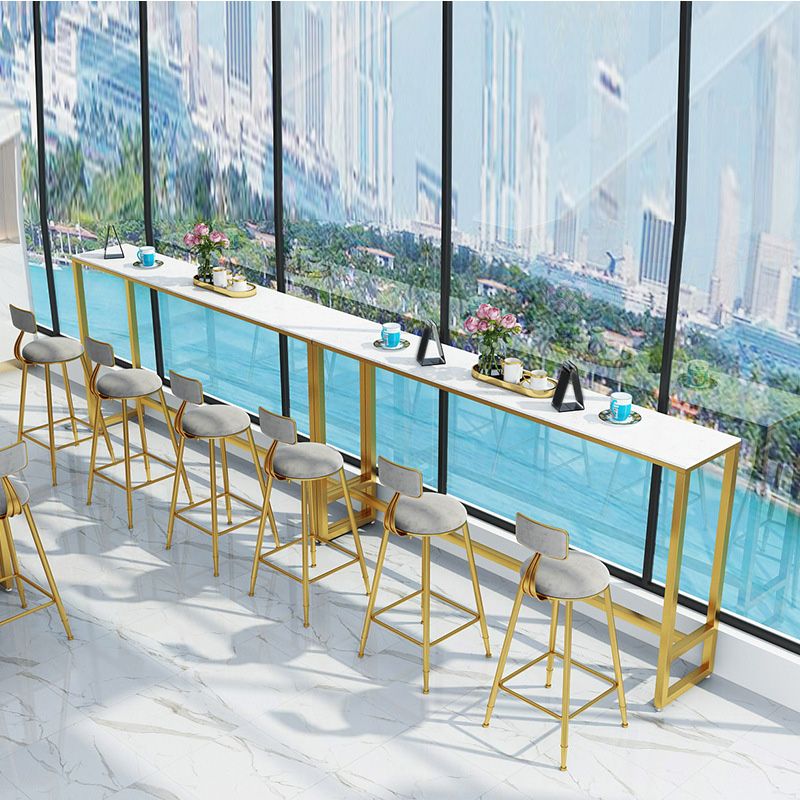 Modern Style Pub Table 41.3-inch Faux Marble Top Table with Gold Base