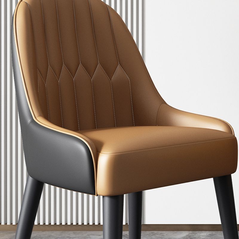 Silla de comedor de estilo nórdico, silla Parsons con brazo de metal para cocina