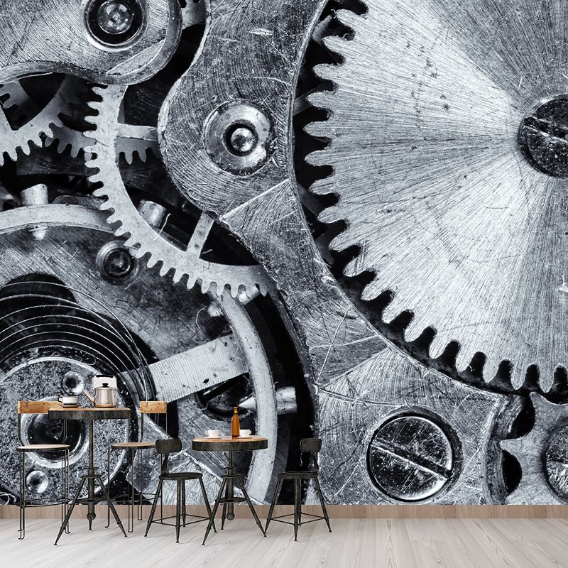 Retro Style Metal Gear Wall Mural Home Decoration Stain Resistant Mural for Living Room