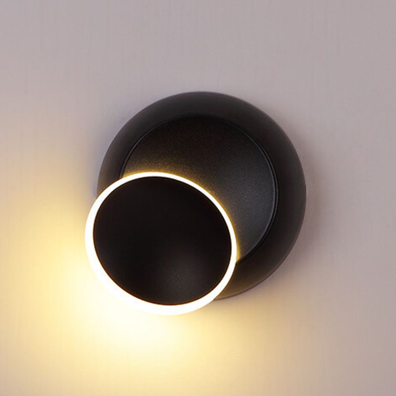 Round Disc Shape Wall Lamp Modern Style Acrylic 1 Light Sconce in Black / White