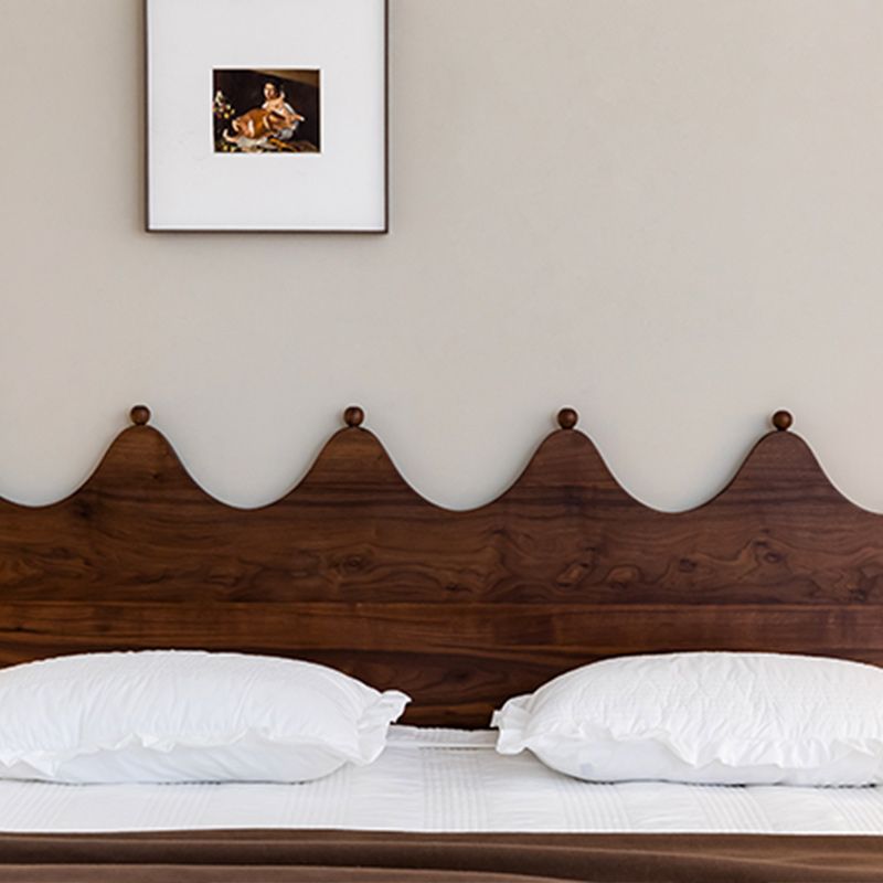 Mid-Century Modern Four Poster Bed Walnut Bed Frame with Headboard