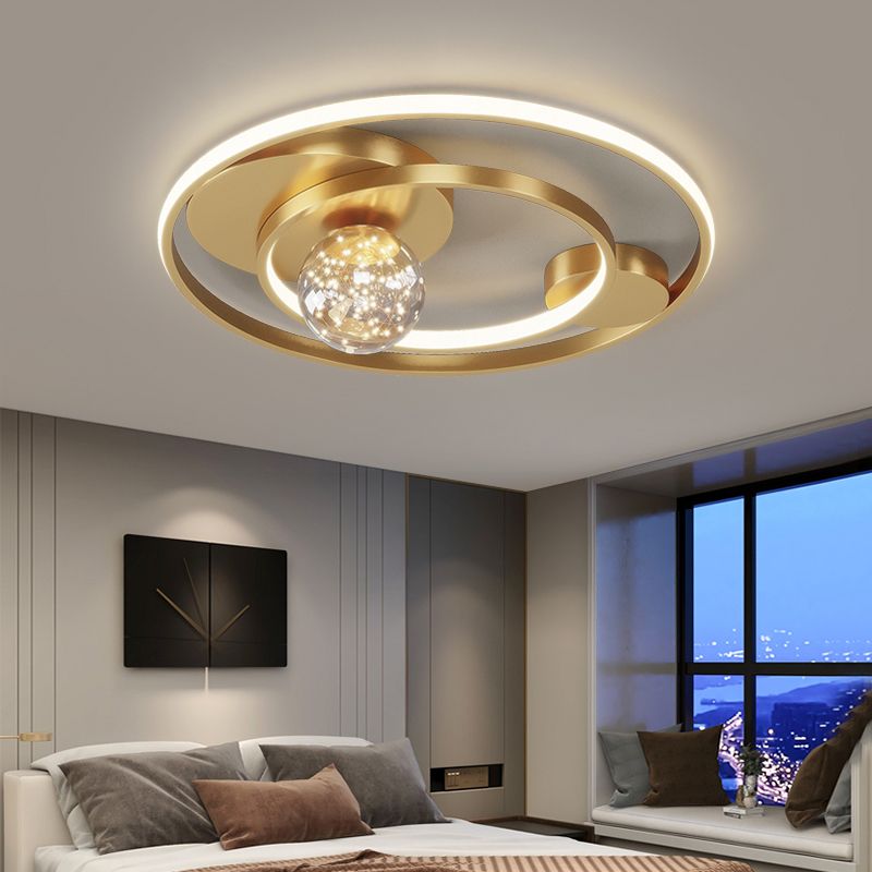 Contemporary 1-Light LED Flush Ceiling Light Metal Circle Ceiling Light Fixture for Bedroom