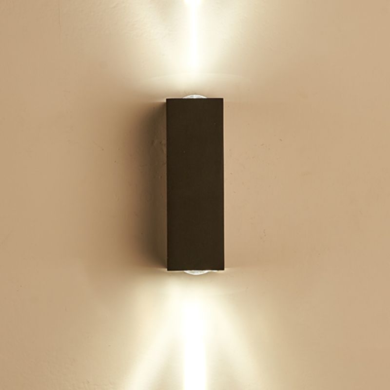 Black Rectangular Outdoor LED Track Light in Modern Simplicity Aluminium Waterproof Wall Lamp